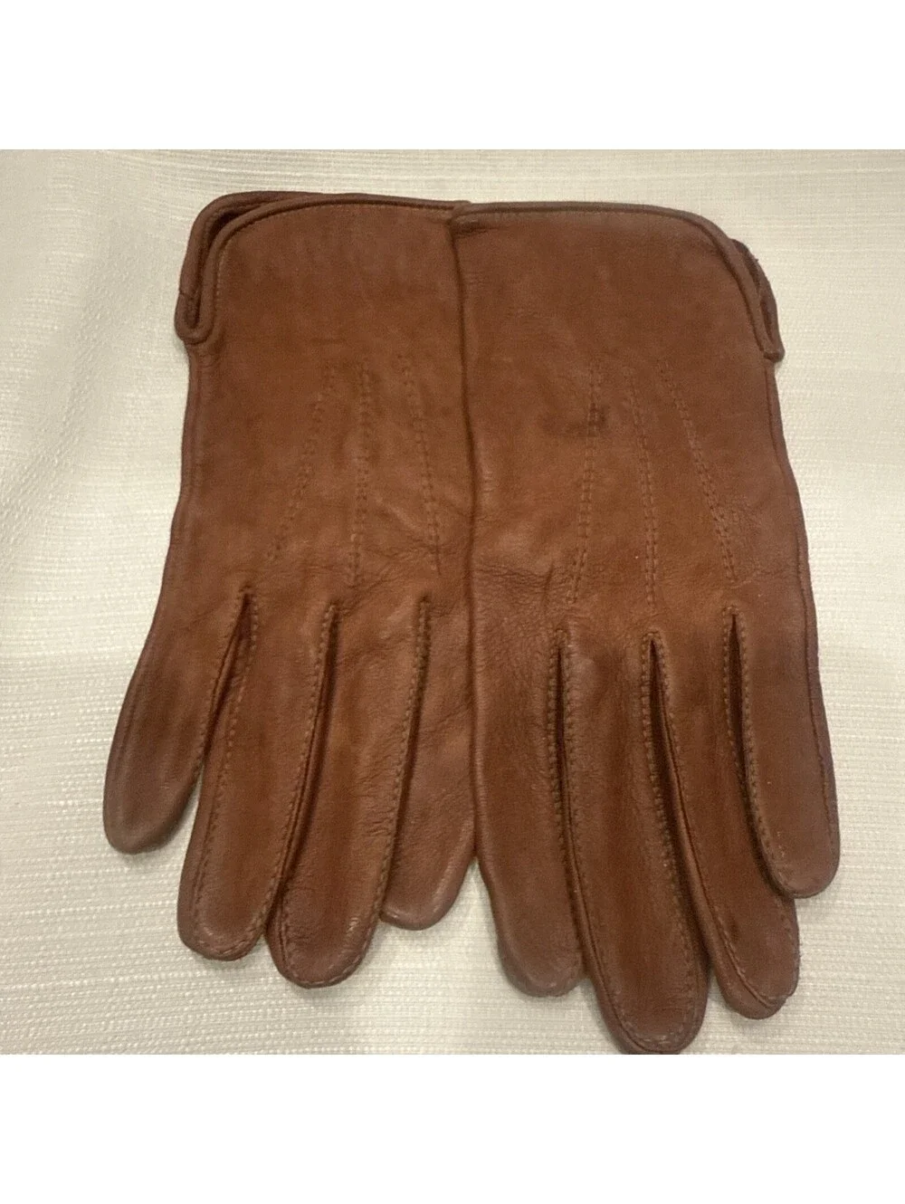 Vintage 90s Premium quality Ladies Brown Leather Gloves Cashmere Lining Size S